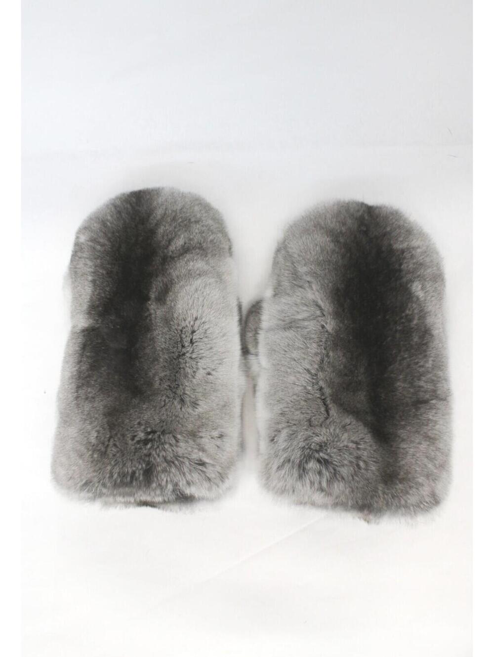 BRAND NEW RANCHED CHINCHILLA FUR MITTENS MITTS WOMEN WOMAN SIZE SMALL